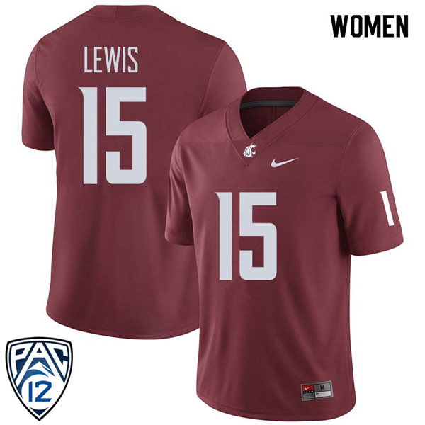 Women #15 Robert Lewis Washington State Cougars College Football Jerseys Sale-Crimson